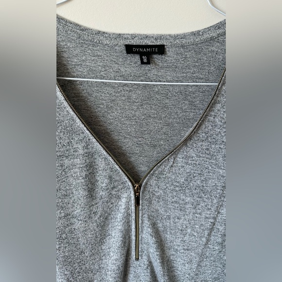 Grey Sweater with Gold Zipper - Picture 3 of 4